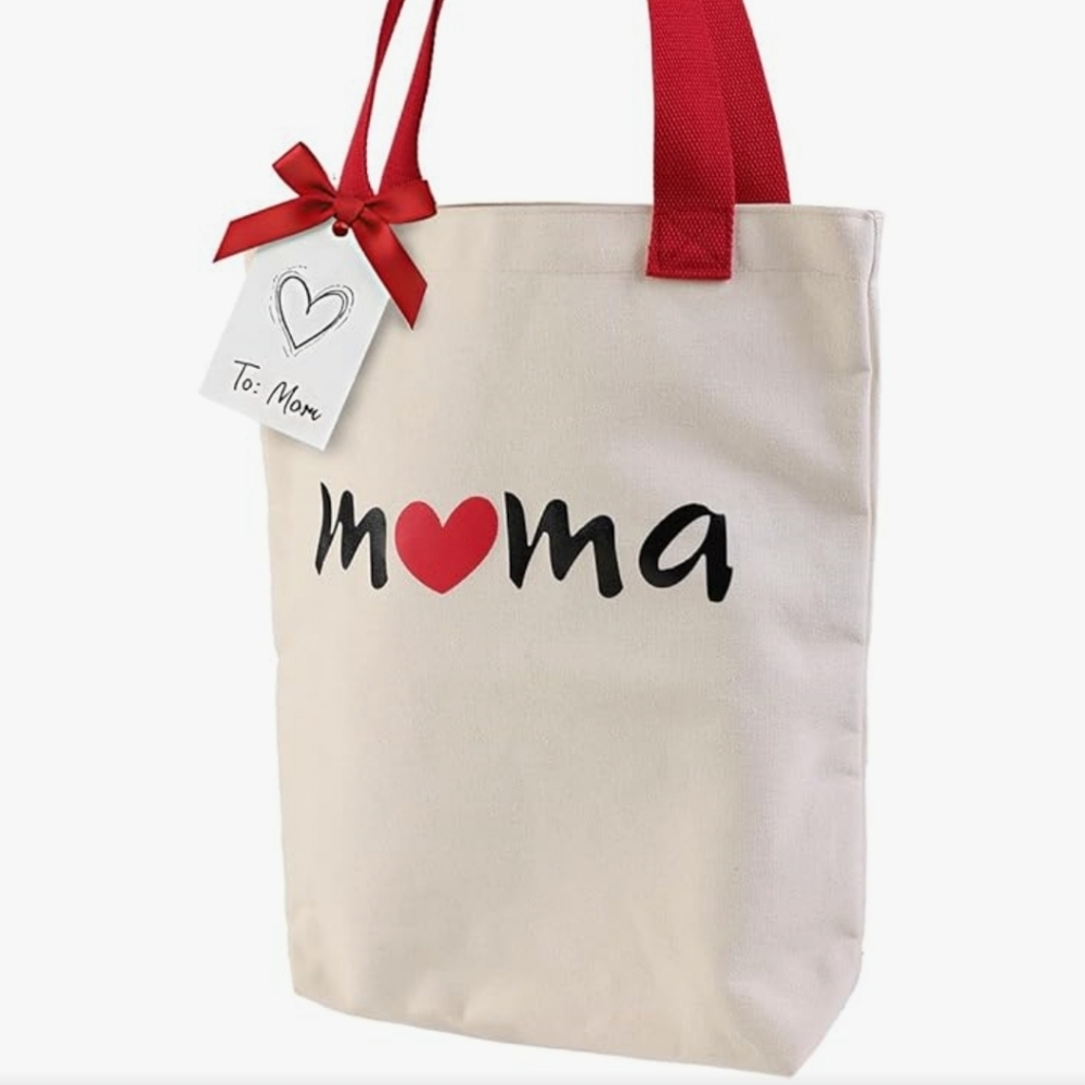 NWT Canvas Tote Bag with Red Handles Mama